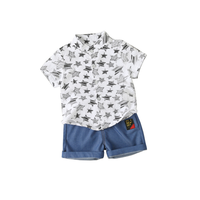 Ensemble décontracté deux pièces chemise et short pour garçons, vêtements de plage de créateur pour tout-petits, tenues d'été pour enfants, combinaison bébé à motif dessin animé