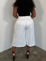 Pantalon Palazzo Femme Grande Taille (XL à 5XL) Couleur Unie Jambe Large Tenue Professionnelle Décontractée Mode Pantalon Gaucho