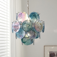 Lustre moderne en verre coloré de Murano, en métal, de style français, rond, pour chambre à coucher, salon, LED