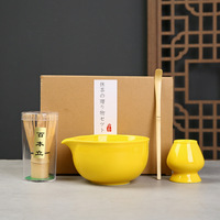 Vente en gros de boîtes d'accessoires de thé matcha de qualité japonaise rose pour cérémonie bols en céramique outils kit de matcha boîte de jeu de fouet