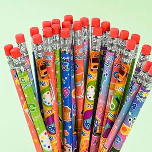 Crayons en bois HB personnalisés avec impression de dessins animés promotionnels, thème rentrée scolaire, avec gomme, prise en main facile, certifiés EN71 - Product Image 4
