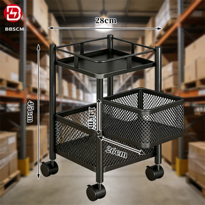 Chariot de <span class=keywords><strong>cuisine</strong></span> multifonctionnel mobile en métal, étagère de rangement rotative pour fruits et collations avec panier carré - Product Image 4