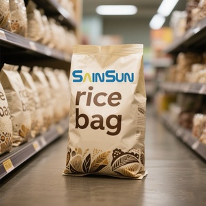 Sac d'emballage en plastique laminé pour riz en gros |   Pochette à fond plat refermable personnalisée imprimée - Product Image 1