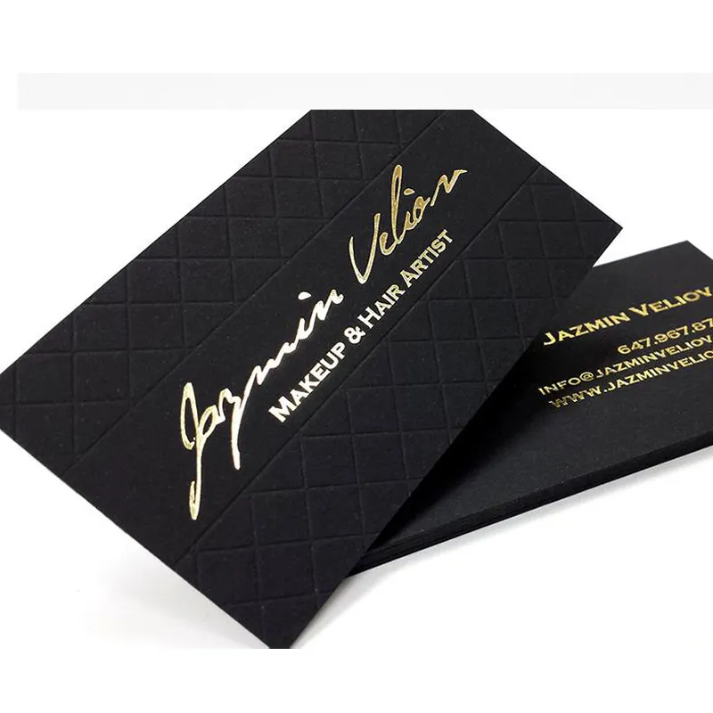 Custom Design Gold Foil Luxury Black Gift Thank you Wedding Invitation Visiting Business Cards with Logo Printing