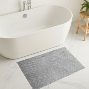 Silva <b>Light</b> Grey 60*100cm Recycled Cotton Yarn Dyed Jacquard <b>Bath</b> Rug & Shower Mats Custom Production Made in Turkey - Product Image 1