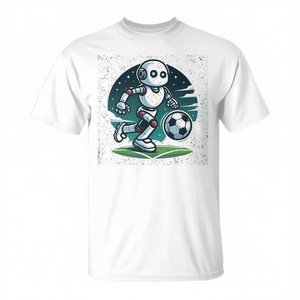 T-shirt AI Robot Playing Soccer blanc pour adulte, vêtements décontractés unisexes - Product Image 2