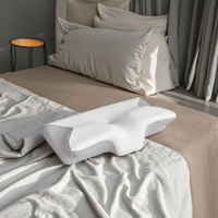 Coussin en mousse à mémoire de forme à logo personnalisé, design moderne ondulé, en tissu maille 3D en soie glacée, soutien orthopédique pour le cou, anti-acariens