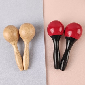 Par de maracas de madera, instrumentos musicales Orff, material didáctico para educación temprana, para educación preescolar - Product Image 2