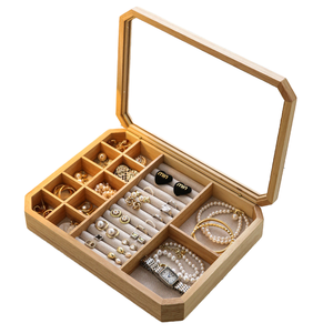 Wooden <b>Jewelry</b> <b>Box</b> Rectangle Lid Closure <b>Velvet</b> Lining Elegant Style <b>Jewelry</b> Organizer for Necklace Watch Earrings Rings - Product Image 1