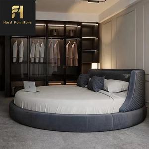 Encanto único de lujo con características suaves cama de tela <span class=keywords><strong>azul</strong></span> King Size camas circulares dormitorio de Hotel cama redonda Doble - Product Image 2