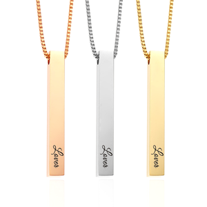 สร้อยคอแท่งเงินจูงใจสำหรับคู่รักขนาด5*40มม. สินค้าขายดี - Product Image 2