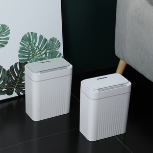 Cubo de basura inteligente rectangular blanco con batería recargable incorporada para uso en el hogar, cocina, baño y dormitorio. - Product Image 2