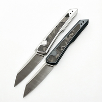 Couteau de poche pliable mini en acier inoxydable KS7050 OEM, EDC portable, manche en aluminium et fibre de carbone, léger, survie, camping en plein air
