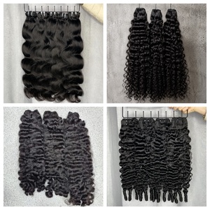 Extensions de cheveux humains en vrac, bruts, bouclés et ondulés, non-Remy, à <span class=keywords><strong>double</strong></span> trame, fabriquées à la machine, origine Cambodge - Product Image 4