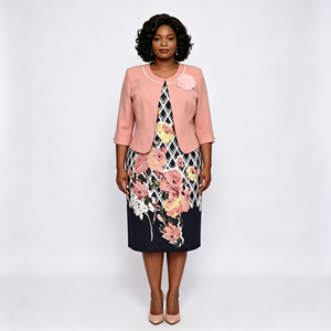 Conjunto de Dos Piezas para Mujer, Talla Grande, Estilo Turco, Estampado Floral, Chaqueta de Media Manga + Vestido, Trajes Africanos - Product Image 4