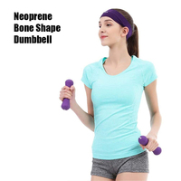 Pesas de mano de hierro fundido para mujer, para deportes familiares, ejercicio de Fitness, 0,5 kg, 0,75 kg, 1kg, mancuerna con forma de hueso de neopreno