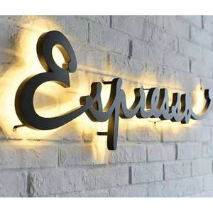 Enseigne lumineuse extérieure suspendue personnalisable en mini-lettres en acier inoxydable sans bordure, rétroéclairée, pour porte ou panneau signalétique - Product Image 1