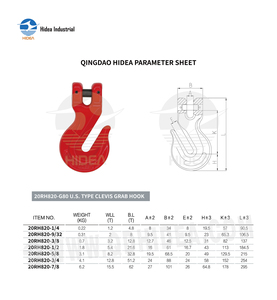 โซ่เหล็กอัลลอยด์ G80 ผ่านกรรมวิธีการตีขึ้นรูป ชุบแข็งด้วยผงพลาสติกตามมาตรฐาน EN818-<span class=keywords><strong>2</strong></span> พร้อมตะขอเกี่ยวแบบอเมริกันชนิด Clevis Grab Hook <span class=keywords><strong>แบบ</strong></span> US - Product Image 6