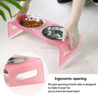 HoFong Grand Bol pour Chiens Chats Support d'Alimentation en Acrylique avec Support Organisateur pour Petits Animaux de Compagnie Plateau d'Alimentation à Eau pour Présentoir de Rangement