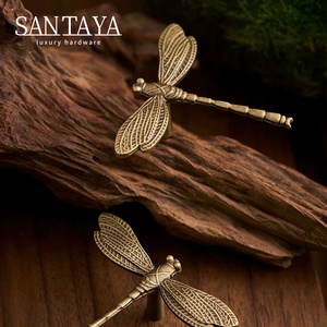 Gagang Kabinet Dapur Santaya Solid Antique Brushed Brass, Kenop Laci Lemari Kamar Tidur, Gagang Furnitur Perunggu - Product Image 1