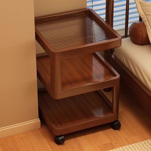 Mesa de Noche de Estilo Vintage con Superficie de Madera, Estante Móvil, Mesita de Noche Multifuncional para Dormitorio - Product Image 1