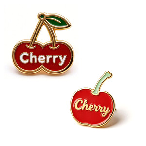Fruit Theme Metal Pin Set Gold-Plated Hard Enamel Zinc Alloy Collectible Art Pin Irregular Shape Orange Cherry Pins - Product Image 2