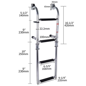 4단 미끄럼 방지 접이식 도크 사다리 316 스테인리스 스틸 요트 보트 액세서리 해양 용품 (2+2단 포함) - Product Image 2
