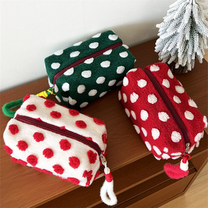 Hot Sale Wool Felt Polka Dot Cosmetic <b>Bag</b> Portable Makeup Storage Large Capacity Toiletry <b>Bag</b> Christmas Inner Pouch Clutch - Product Image 5