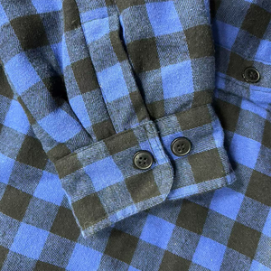 Chemise-veste unisexe bleu et noir à <span class=keywords><strong>carreaux</strong></span>, doublée polaire, à manches longues, boutonnée, style chemise à <span class=keywords><strong>carreaux</strong></span>, avec poche poitrine, écologique - Product Image 3