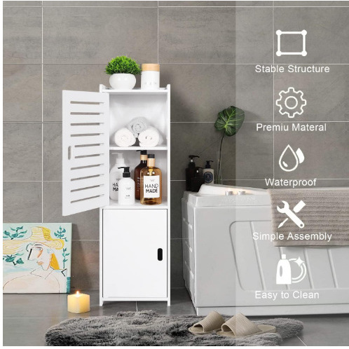 Meuble-lavabo de salle de bain à double porte à persiennes
