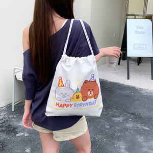 Funny DIY <strong>Custom</strong> Logo Linen <strong>Drawstring</strong> Backpack Prosub Sublimation <strong>Bags</strong> Unique Clothing Accessory - Product Image 1