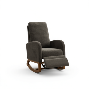 Db High Back Glider <b>Rocking</b> <b>Chair</b> With Retractable Footrest Wood Legs Fabric Modern Living Room <b>Chair</b> Nursery Accent Armchair - Product Image 1