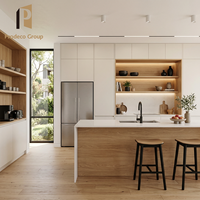 Armoires de cuisine modulaires en MDF stratifié imitation marbre avec design moderne Chine