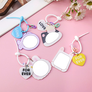 Custom Cute keychain pendant Cartoon heart mirror <b>charm</b> Bag decoration <b>phone</b> accessory Plastic key chain gift Wholesale - Product Image 2