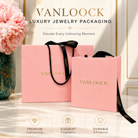 Sac cadeau rose de luxe avec logo personnalisé, sac d'emballage pour bijoux, sac de shopping en papier premium avec poignée en ruban noir pour cadeaux et vente au détail