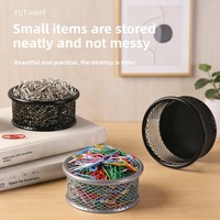 Porte-stylos rond en métal à mailles fines, best-seller, avec design empilable, organise les petits objets sur le bureau