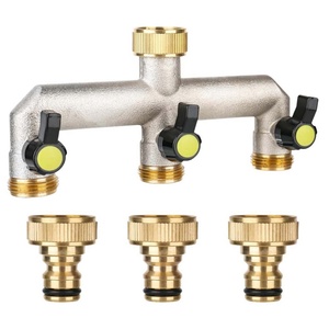 3 Ways Brass Garden <b>Outside</b> Tap Splitter 3/4" Water Taps Distributor Multi Tap Connector Faucet Splitter for Hose Pipe Fittings - Product Image 1
