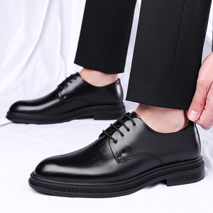 Chaussures habillées pour hommes en cuir Oxford à bout rond, semelle en caoutchouc antidérapante, printemps - Product Image 3