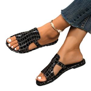 2025 donna taglie forti Casual da spiaggia tinta unita testa quadrata <span class=keywords><strong>con</strong></span> motivo in pietra fondo piatto esterno per l'estate - Product Image 6