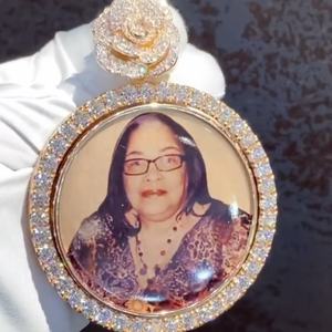 Liontin foto Hip Hop sisi ganda, 925 perak Iced Out RIP bingkai gambar liontin kustom Moissanite - Product Image 2