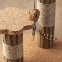 Petit arbre à chat en liège à trois poteaux avec plateforme de saut, poteaux à gratter ondulés pour chats d'intérieur, YAOYUE