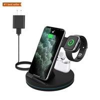 Station de charge rapide sans fil magnétique 3-en-1 électrique 15W 2023 pour QC3.0 Type-C PD-15W, matériau ignifuge, OTP OVP CE FCC ROHS