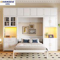 Cama Murphy Vertical con Estantería Integrada y Sofá Combinado, Modular, Plegable, Ajustable, Tamaño Queen/Twin, Elegante, Ahorra Espacio, Muebles para el Hogar