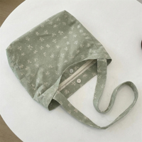 Sac fourre-tout en coton à imprimé floral délicat, avec bouton-pression, grande capacité, sac à main décontracté pour femme, usage quotidien