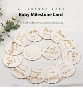 Hello World Plaques en bois pour annonces de naissance, accessoires photo, disques circulaires en bois, panneaux et cartes de jalons mensuels pour bébé - Product Image 3