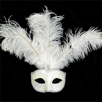 Costume de Cosplay Vénitien en Plastique, Masque de Fête en Plume d'Autruche pour Décoration de Noël