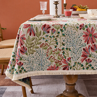 Nappe Moderne Carrée Bohème à Motifs Floraux Jacquard en Polyester/Coton, Durable et Personnalisable pour Fêtes et Usage Domestique