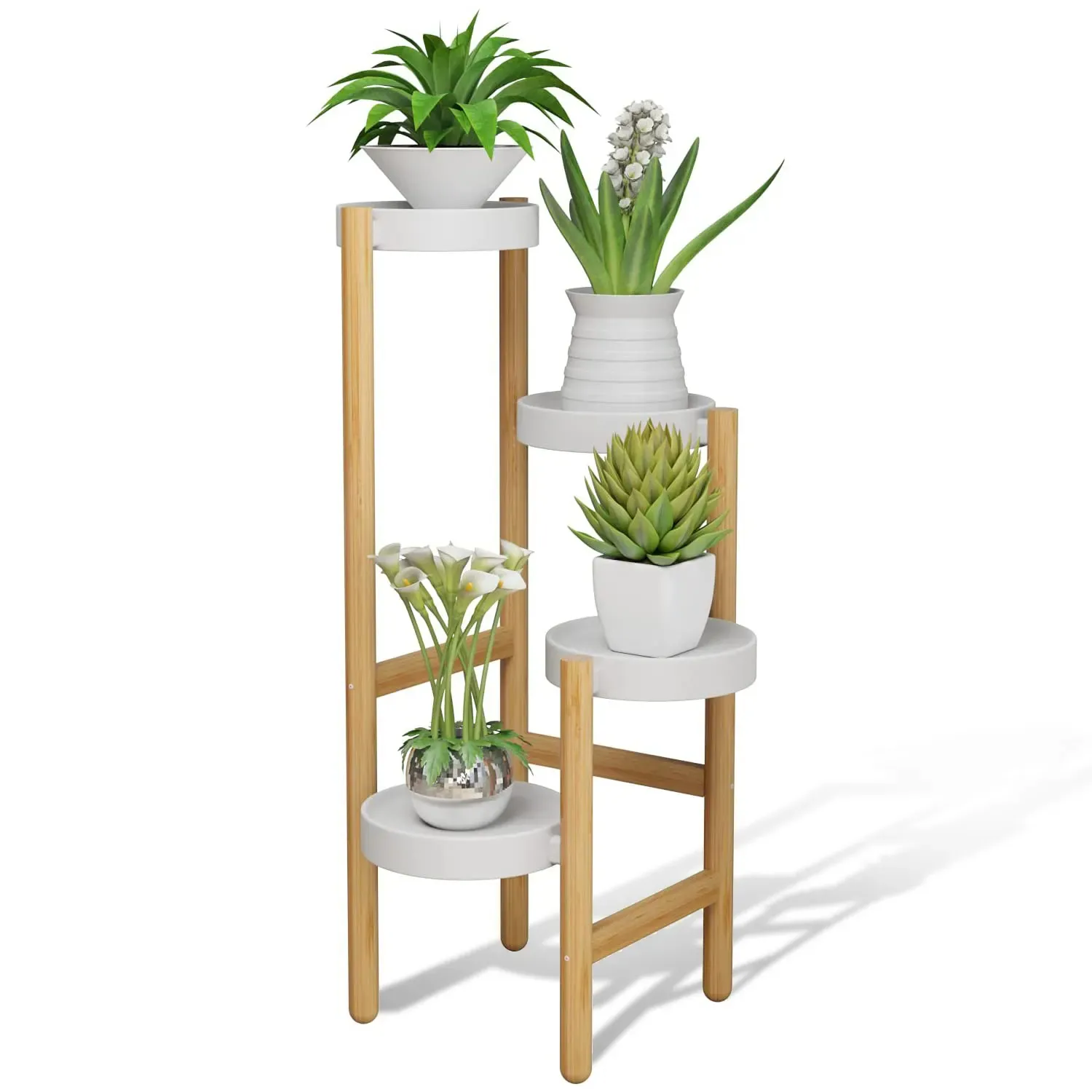 Suporte de vaso de bambu para decoração de casa, 4 camadas de boa qualidade