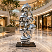 Sculpture Moderne Abstraite en Acier Inoxydable Poli Effet Miroir, Taille et Couleur Personnalisables, Ornement Métallique pour Jardin Extérieur