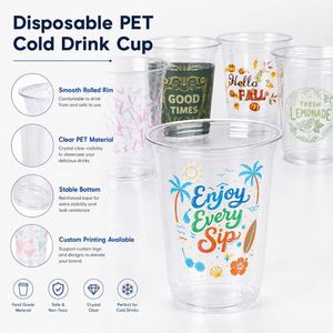 Gobelet à café jetable en plastique PET éco-responsable 16oz à base rigide, vaisselle durable, logo personnalisé pour petit-déjeuner d'hôtel de charme - Product Image 3